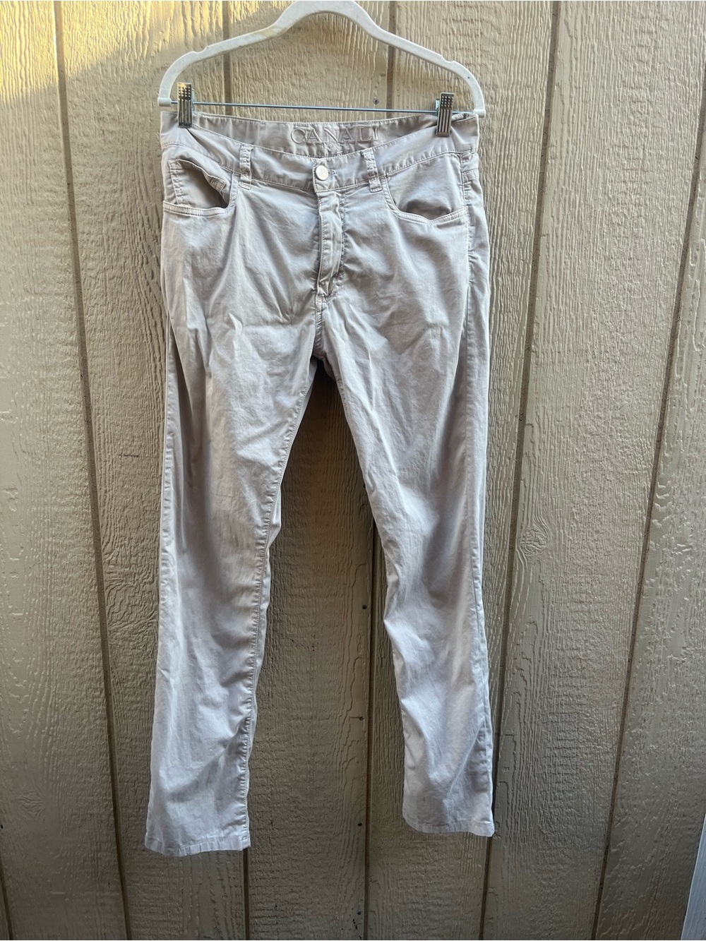 Canali Men’s light Beige Cotton Stretch Pants Size 48 Made In Italy 5 Pocket